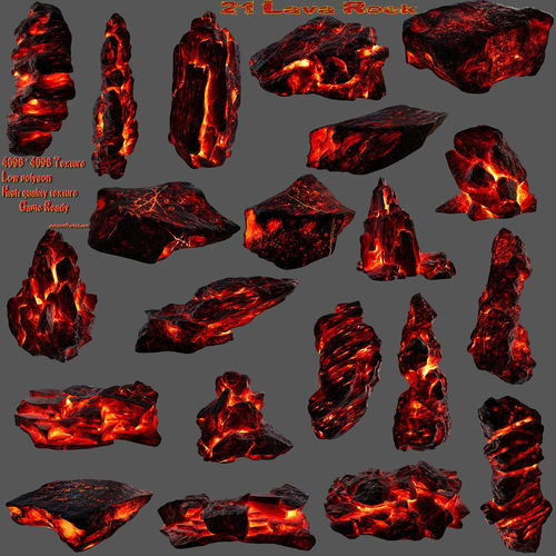 Lava Rock Set 07 Low-poly 3D model