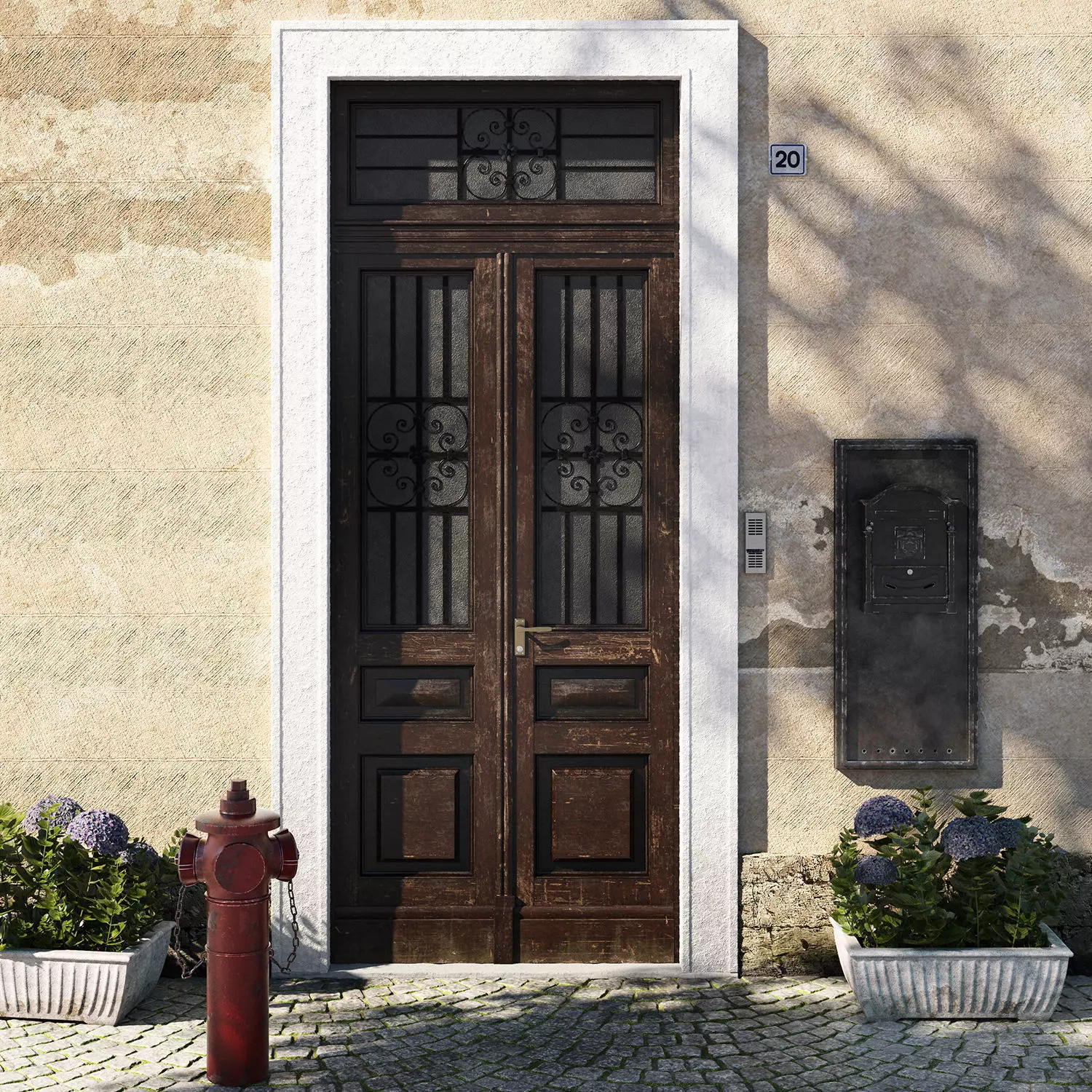 Entrance portal with street assets 3D model_0