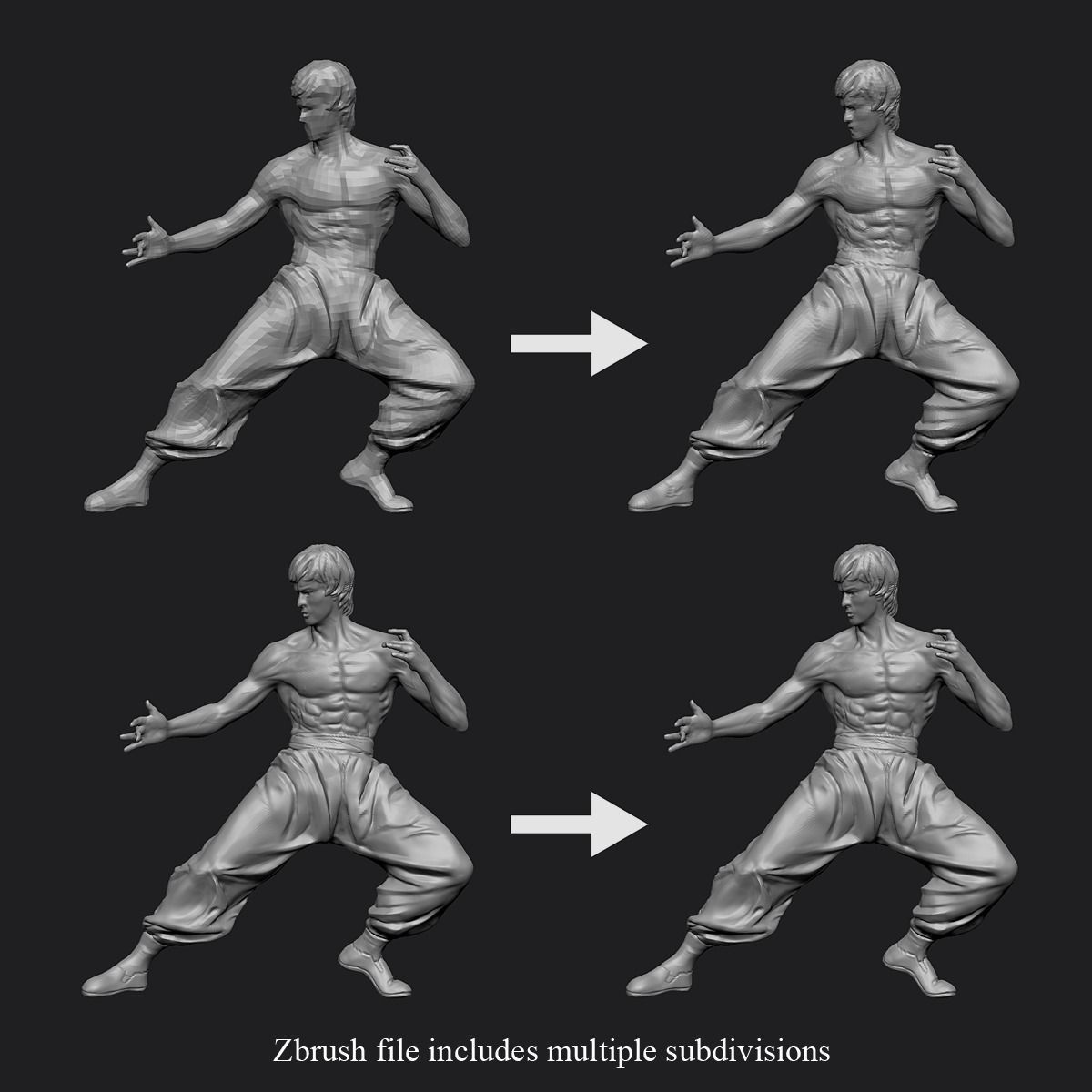 Bruce Lee Statue 3D model Low-poly 3D model_13