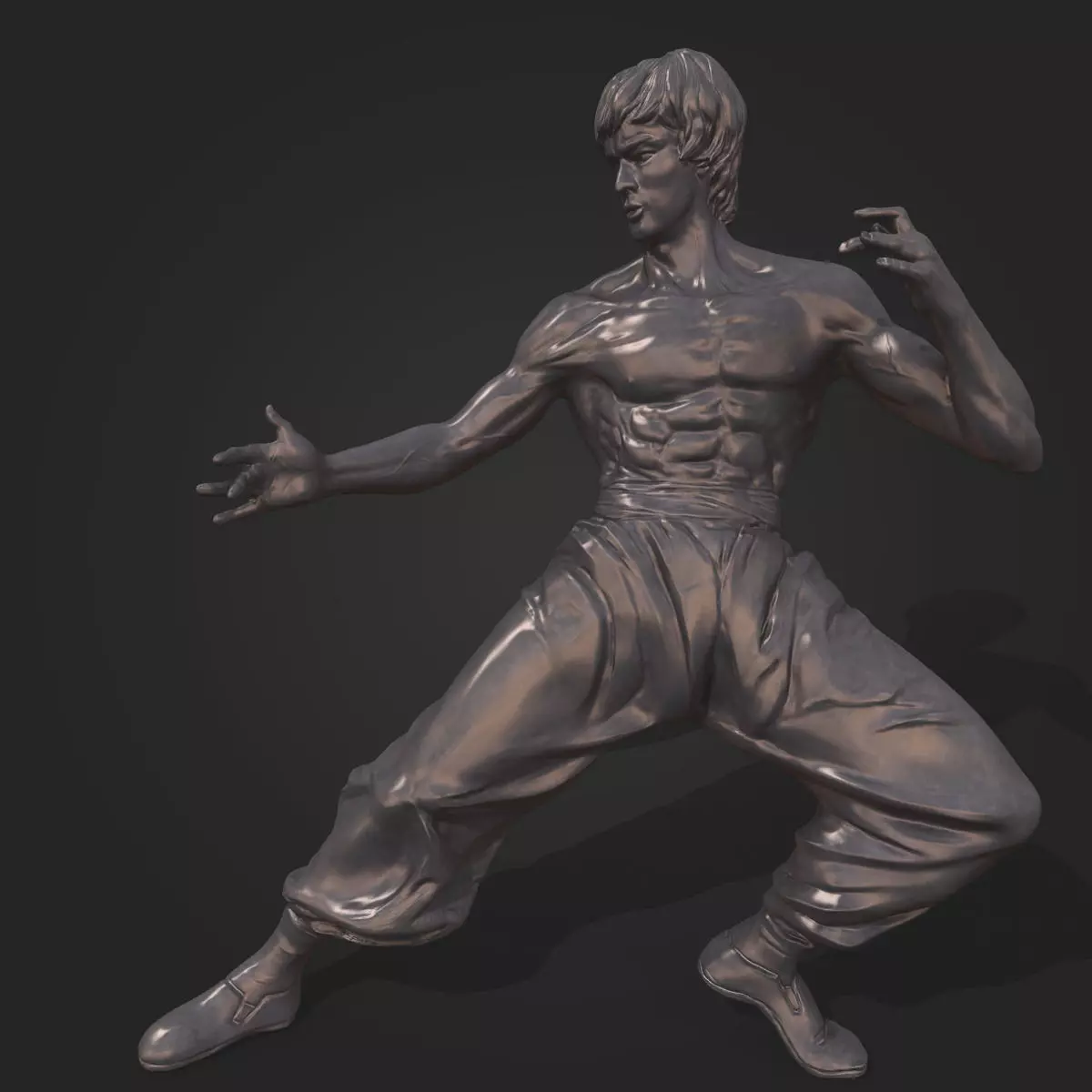 Bruce Lee Statue 3D model Low-poly 3D model_0