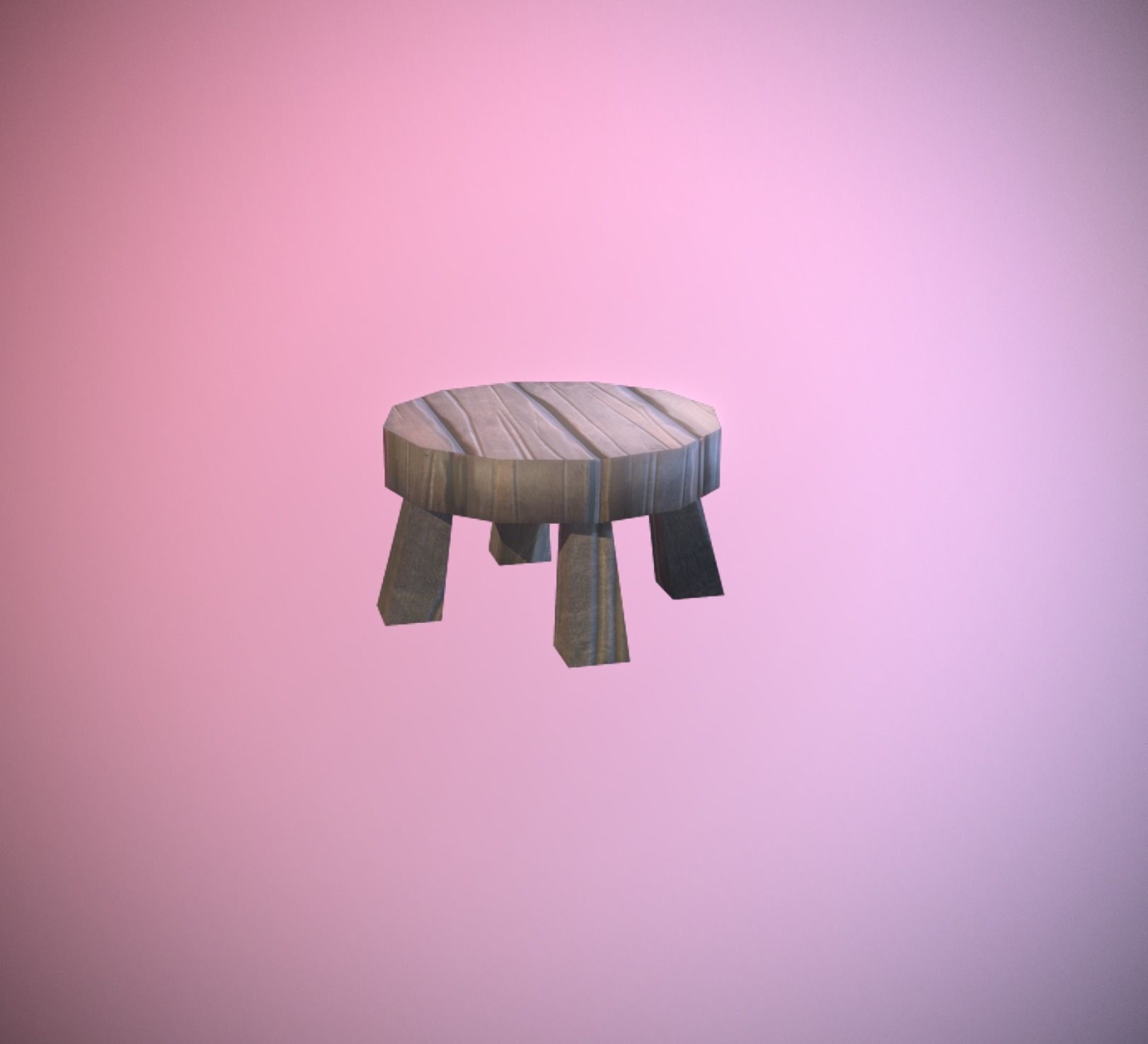 Stool stylized low poly game ready Low-poly 3D model_3