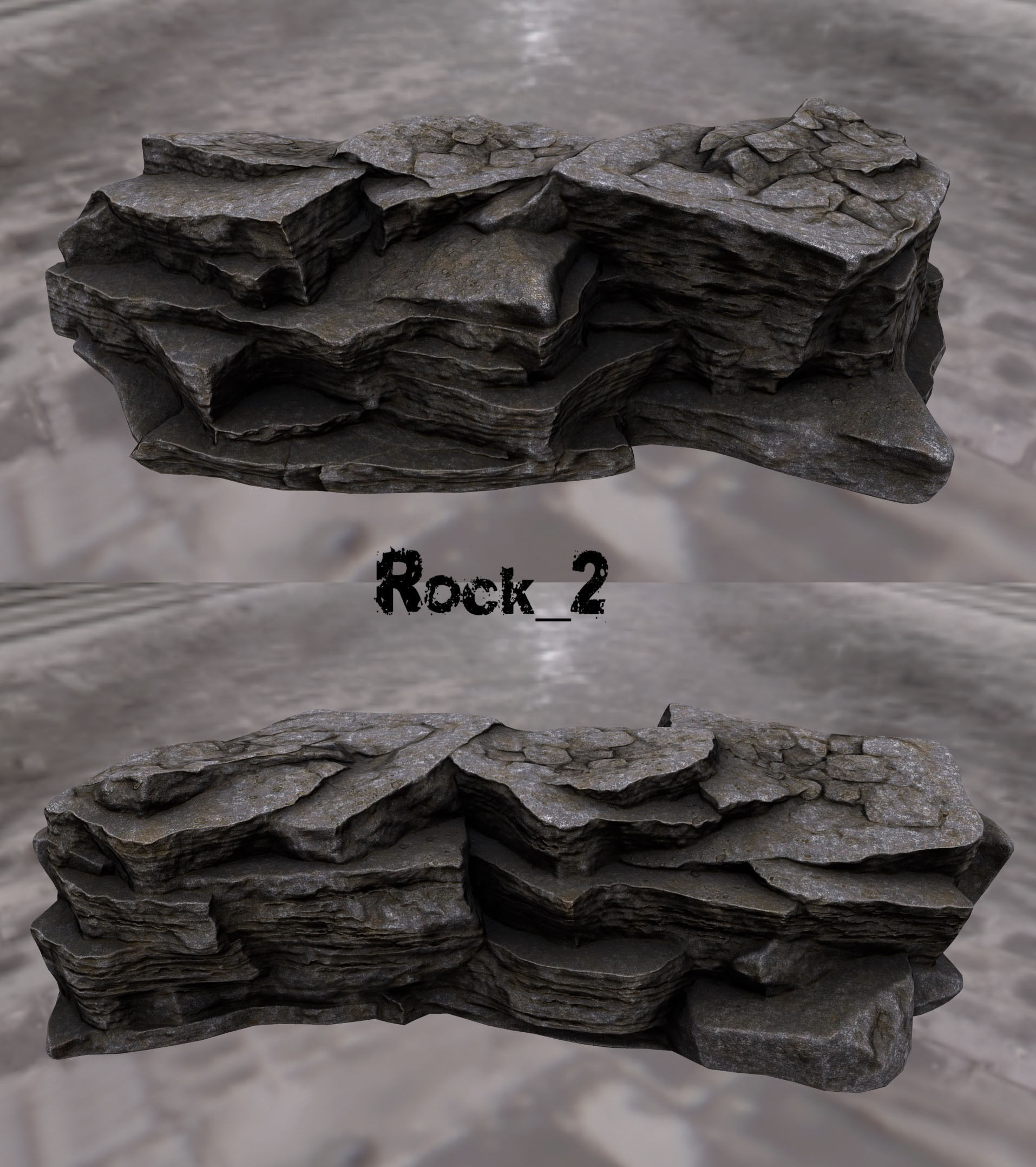 cliff rock set  Low-poly 3D model_2
