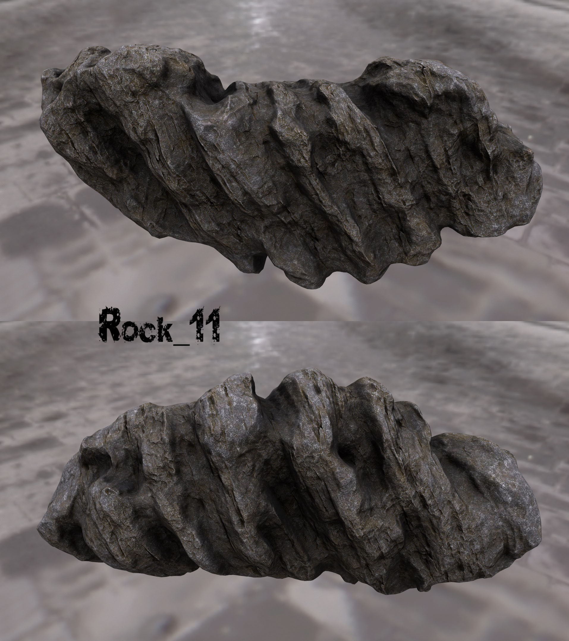 cliff rock set  Low-poly 3D model_11