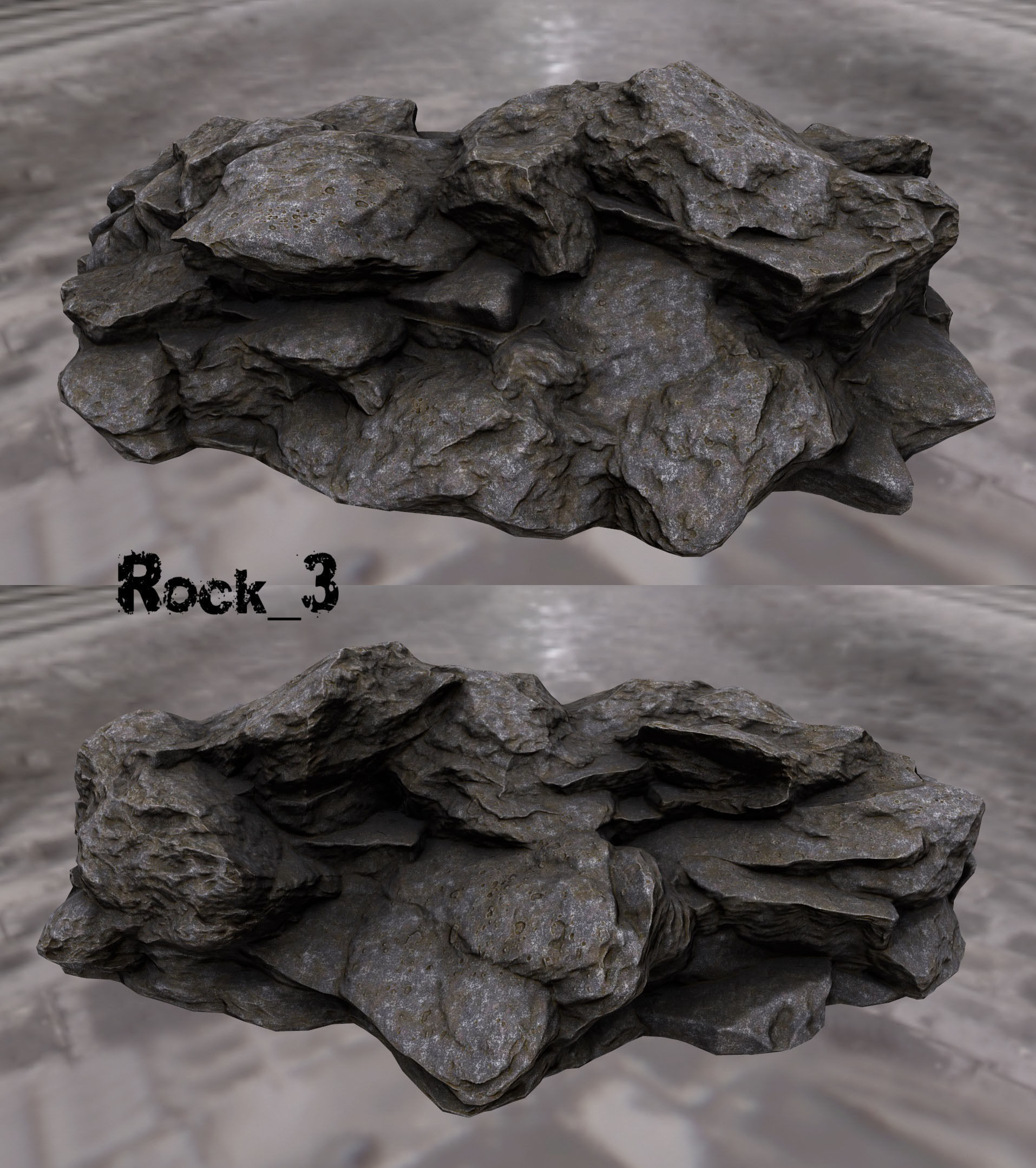 cliff rock set  Low-poly 3D model_3