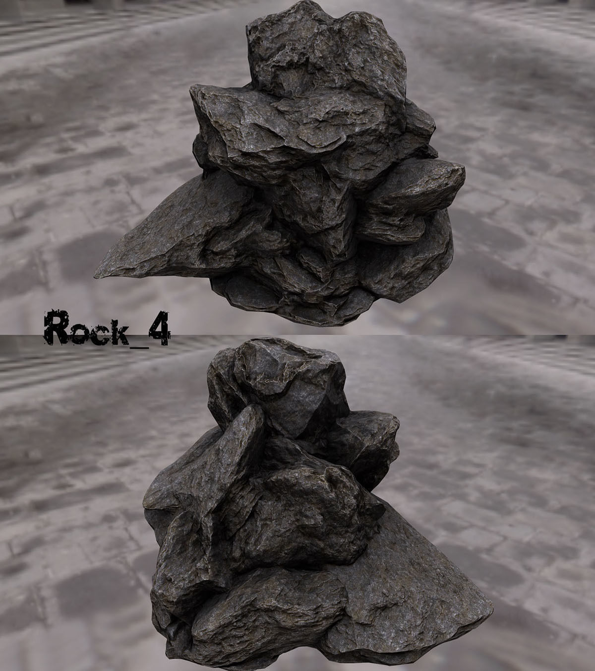 cliff rock set  Low-poly 3D model_4