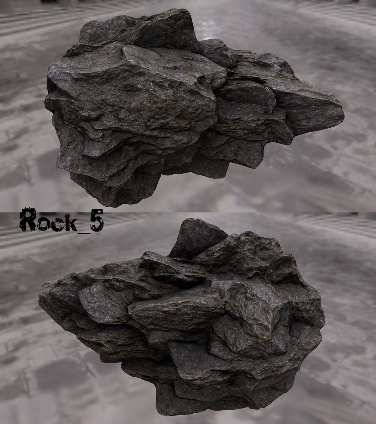 cliff rock set  Low-poly 3D model_5