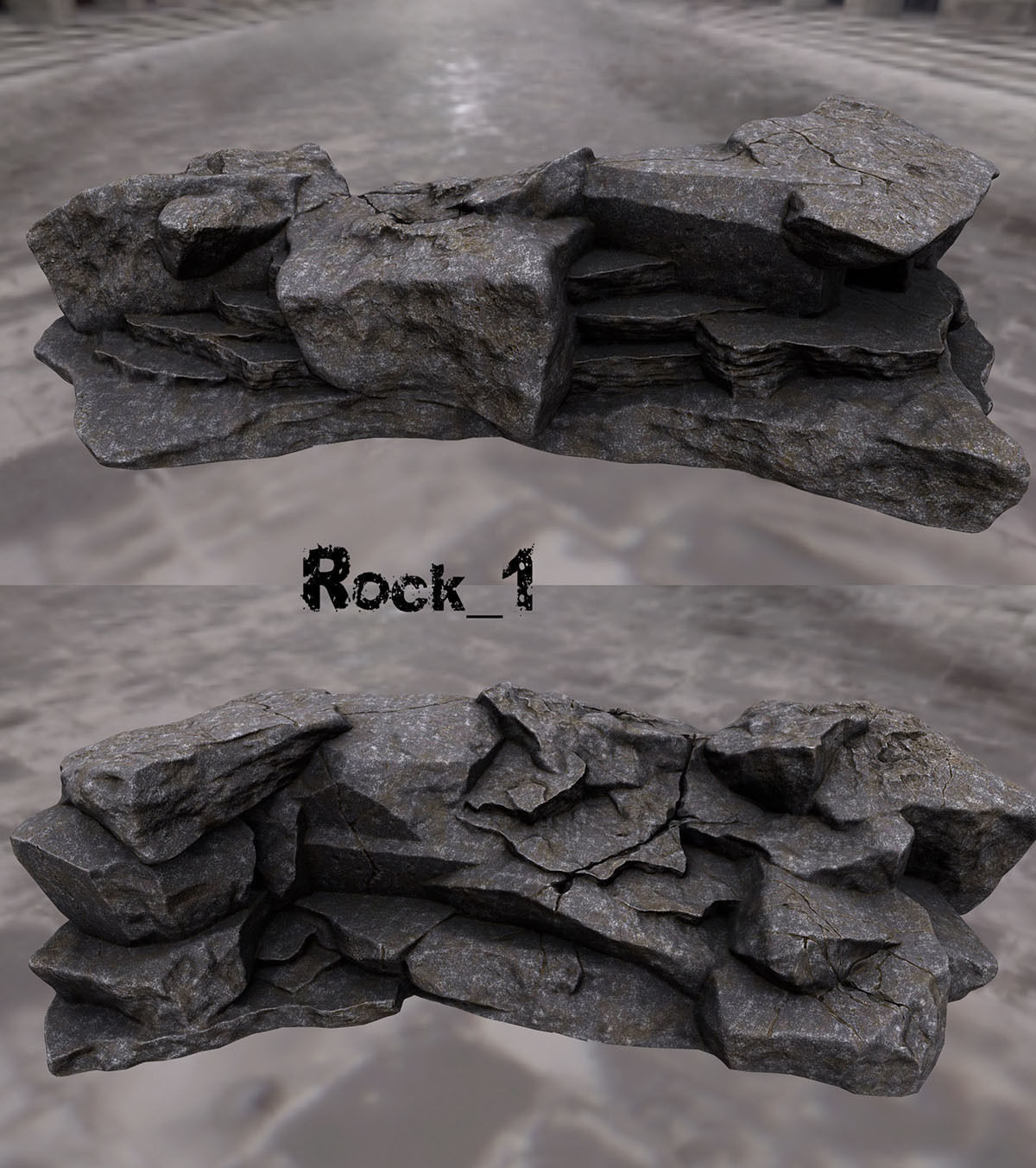 cliff rock set  Low-poly 3D model_1