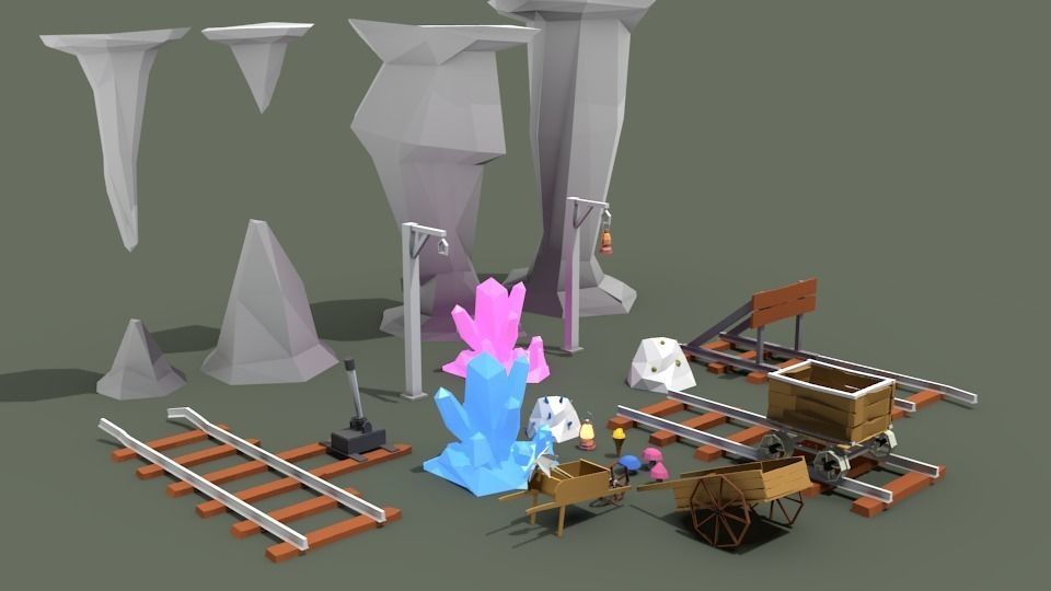 Low Poly Mining Pack Low-poly 3D model_0