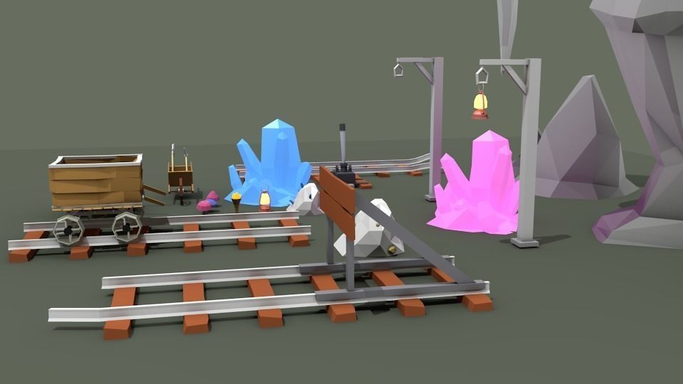 Low Poly Mining Pack Low-poly 3D model_2