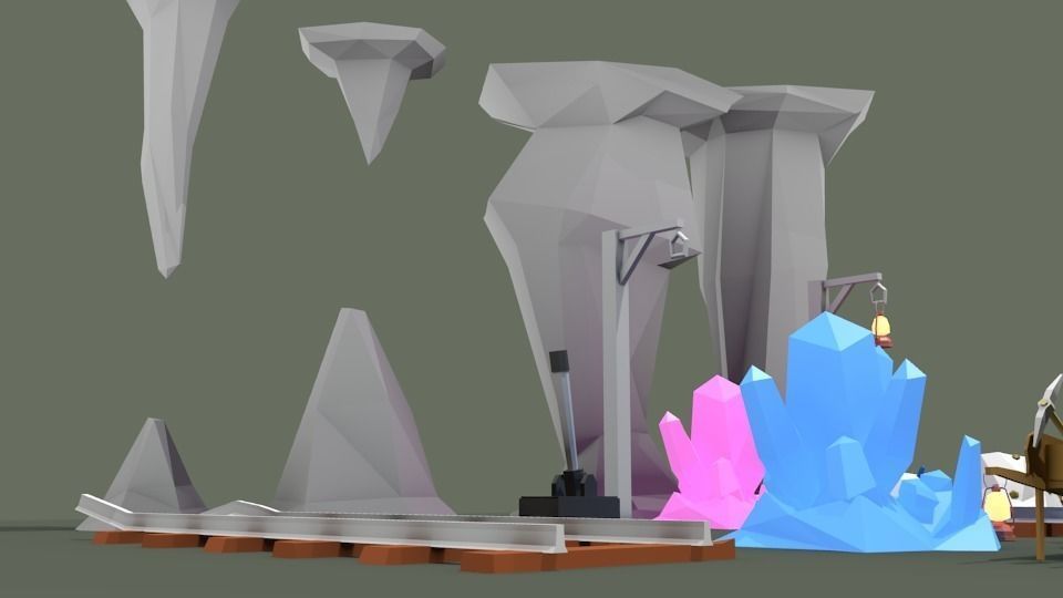 Low Poly Mining Pack Low-poly 3D model_1