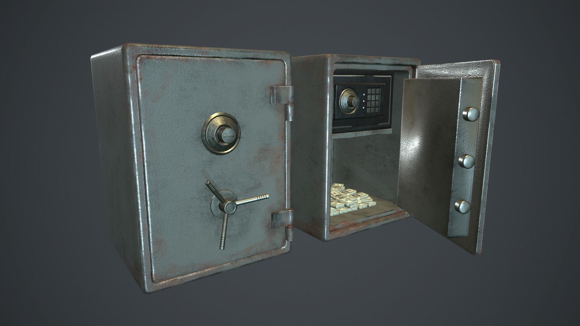 Metal Safe v1 PBR Game ready  Low-poly 3D model_2