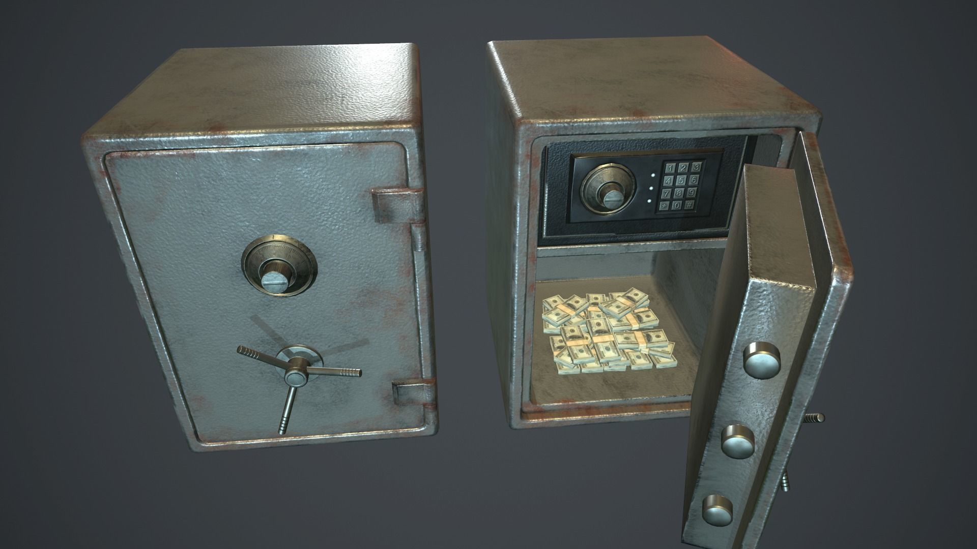 Metal Safe v1 PBR Game ready  Low-poly 3D model_7