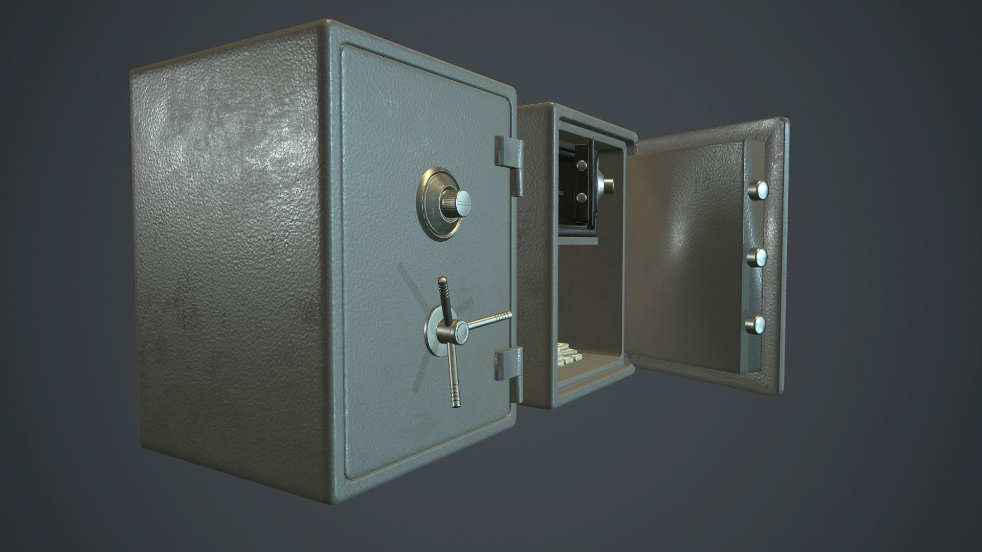 Metal Safe v1 PBR Game ready  Low-poly 3D model_9