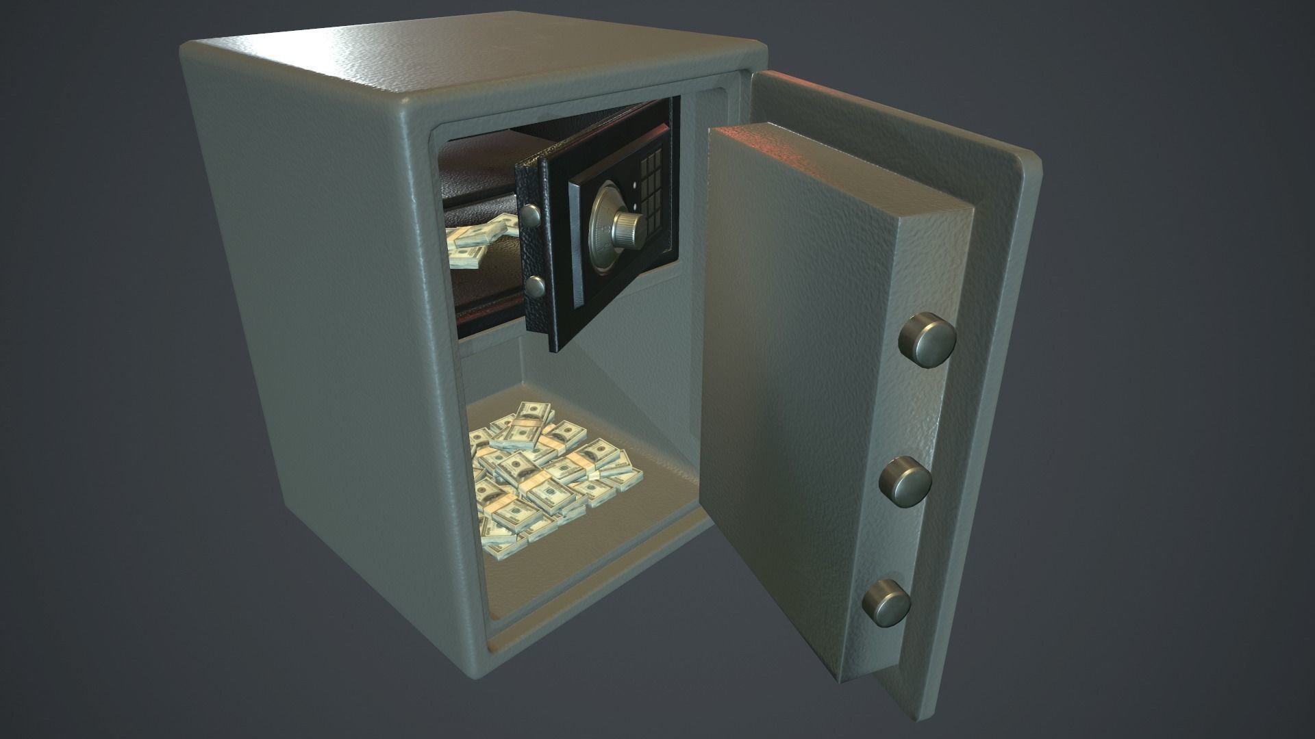 Metal Safe v1 PBR Game ready  Low-poly 3D model_6