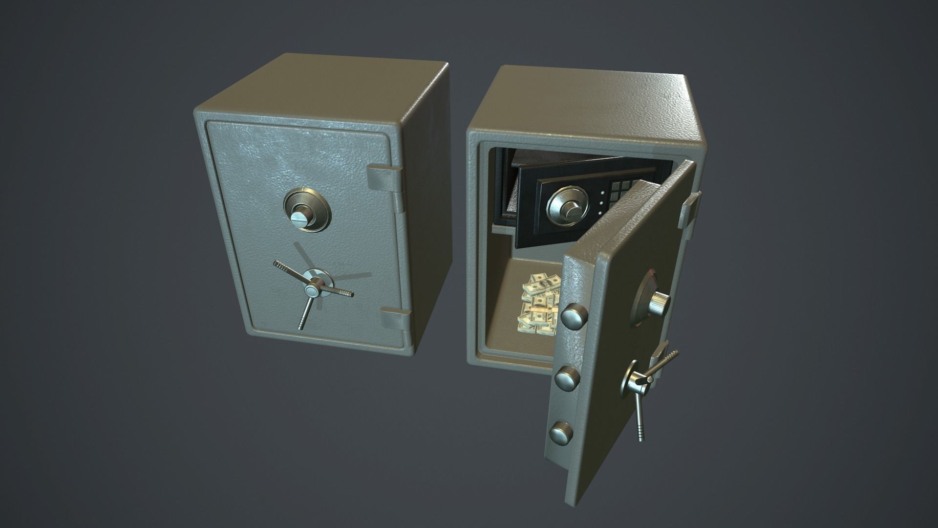 Metal Safe v1 PBR Game ready  Low-poly 3D model_3
