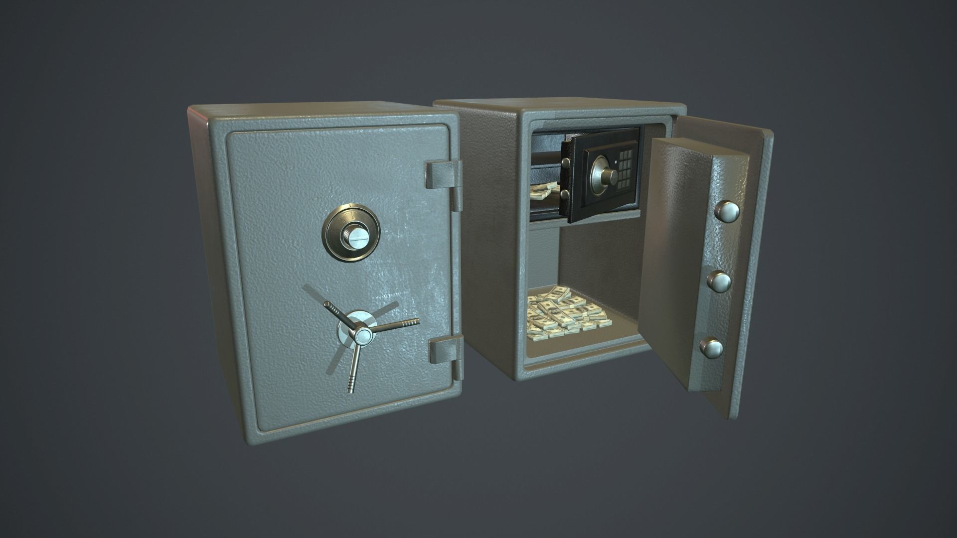 Metal Safe v1 PBR Game ready  Low-poly 3D model_0