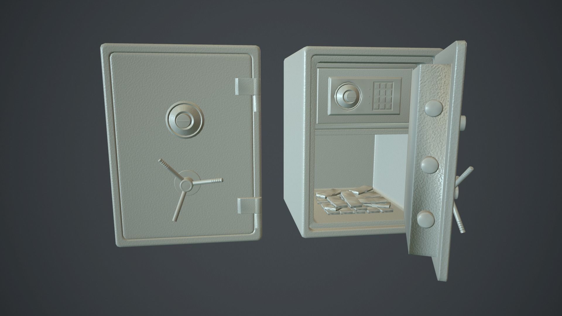 Metal Safe v1 PBR Game ready  Low-poly 3D model_13