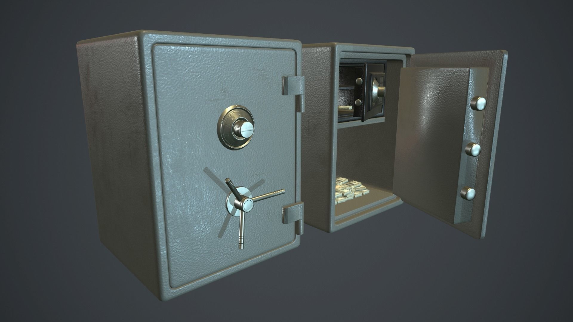 Metal Safe v1 PBR Game ready  Low-poly 3D model_1