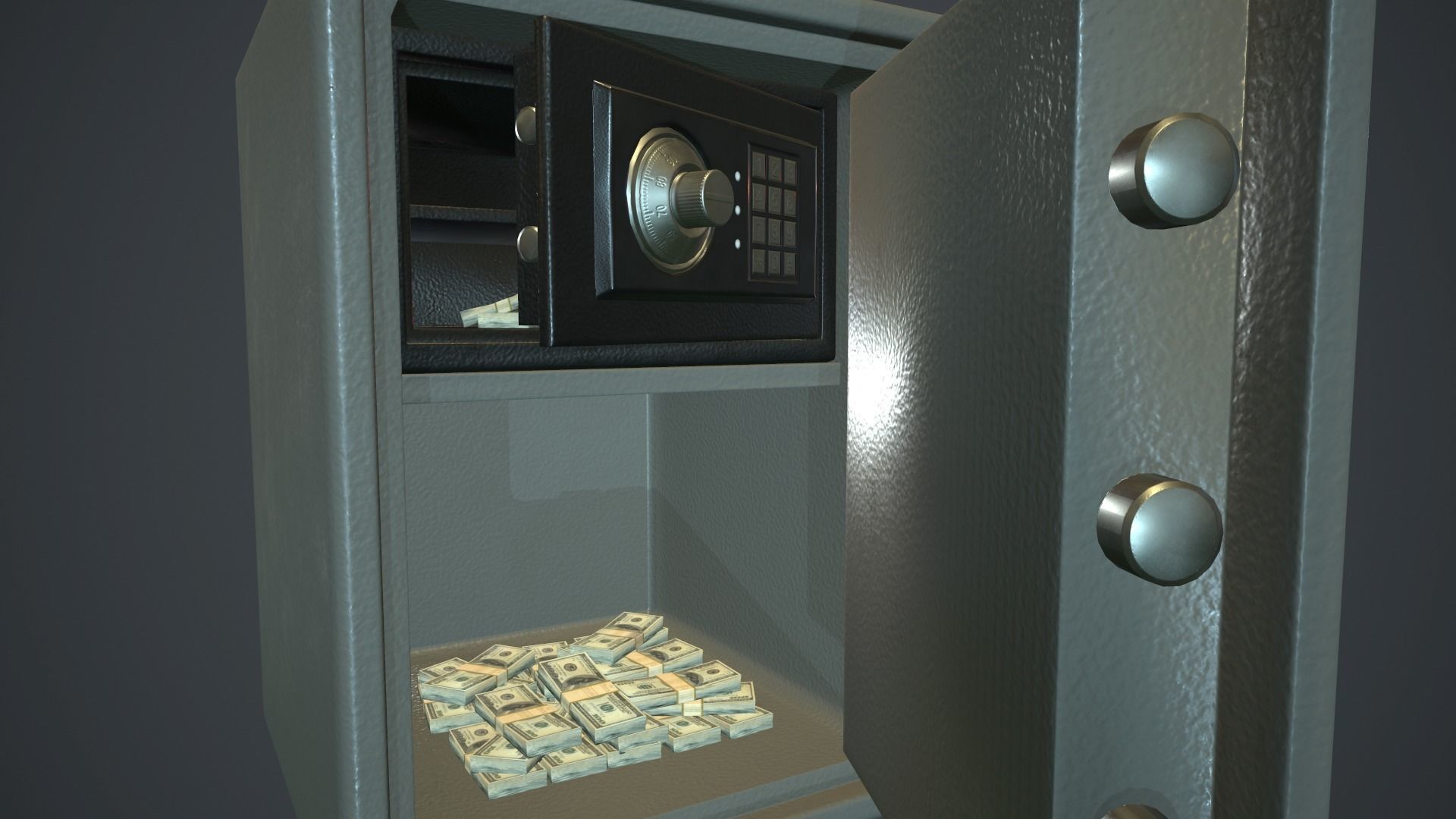 Metal Safe v1 PBR Game ready  Low-poly 3D model_10