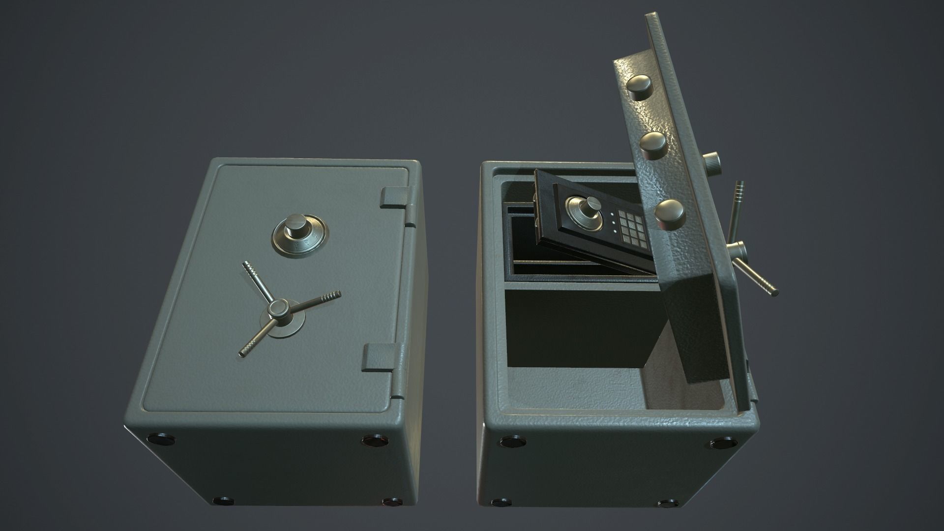 Metal Safe v1 PBR Game ready  Low-poly 3D model_8