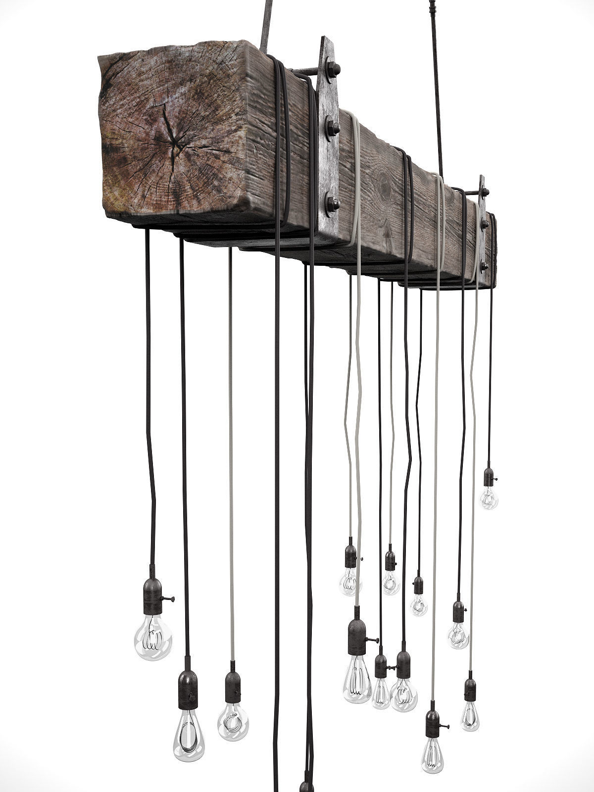 Wooden Chandelier 3D model_4