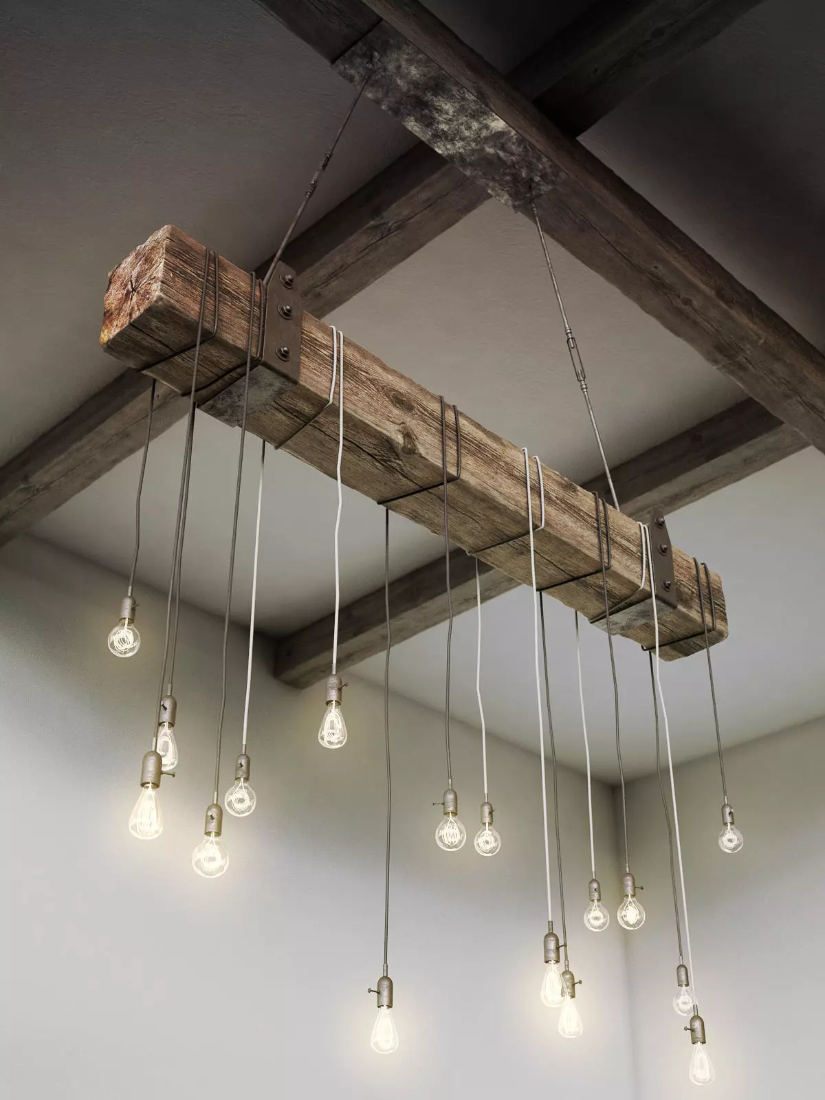 Wooden Chandelier 3D model_0