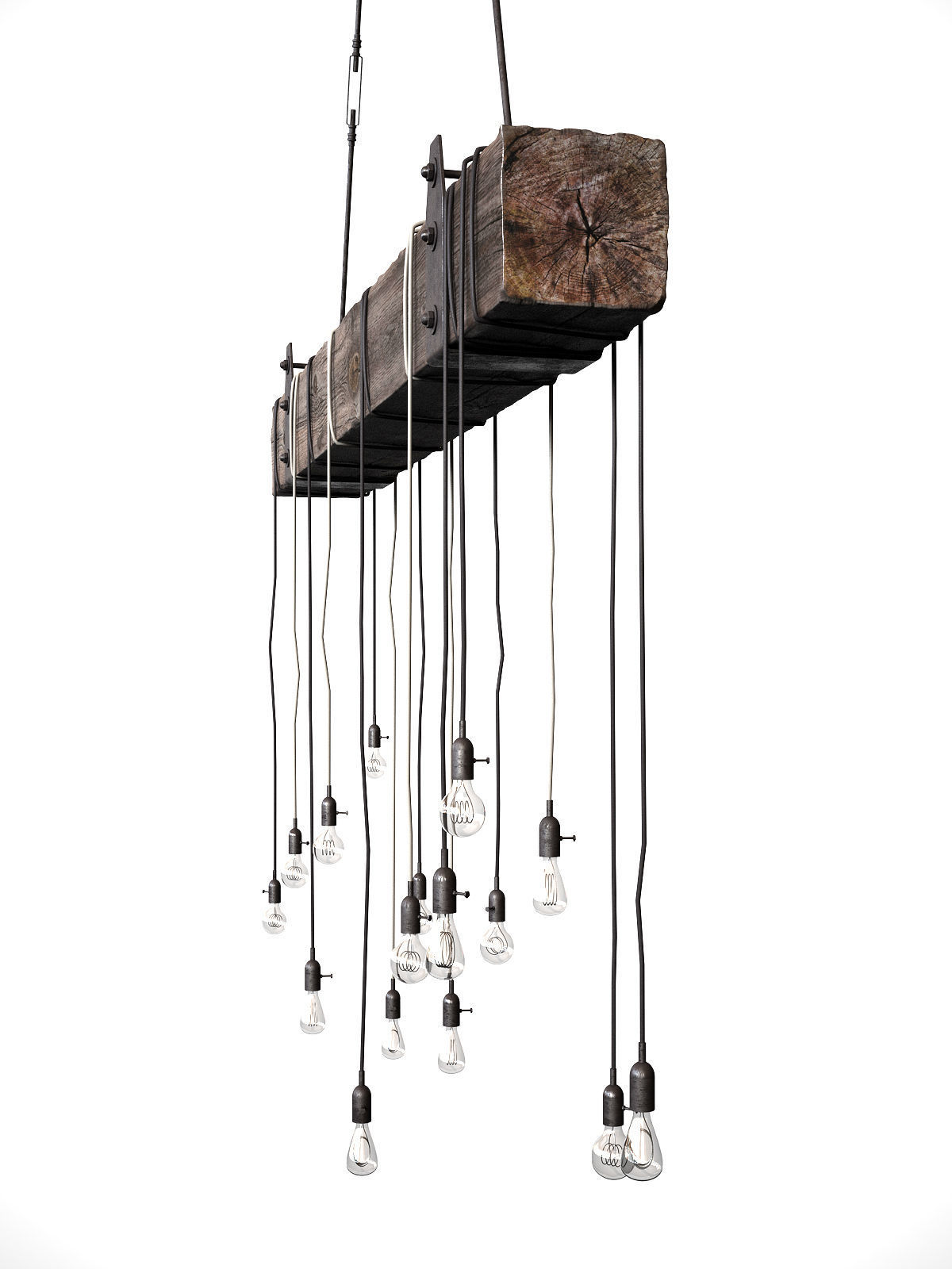 Wooden Chandelier 3D model_2