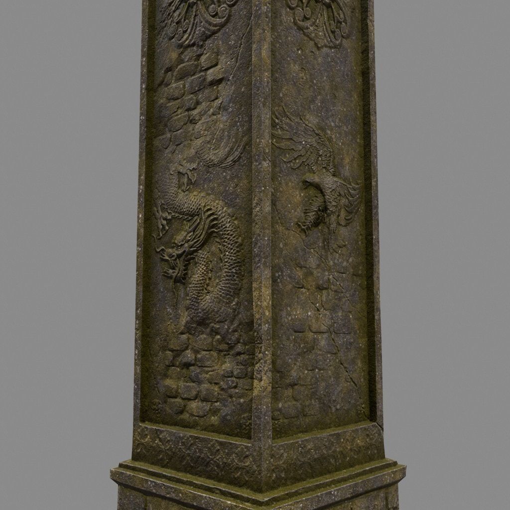 pillar 1 set of four stone columns Low-poly 3D model_4