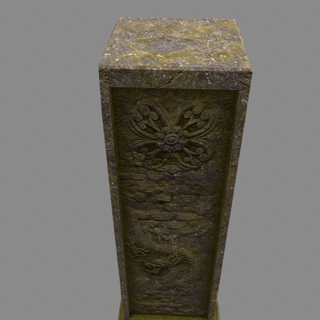 pillar 1 set of four stone columns Low-poly 3D model_6