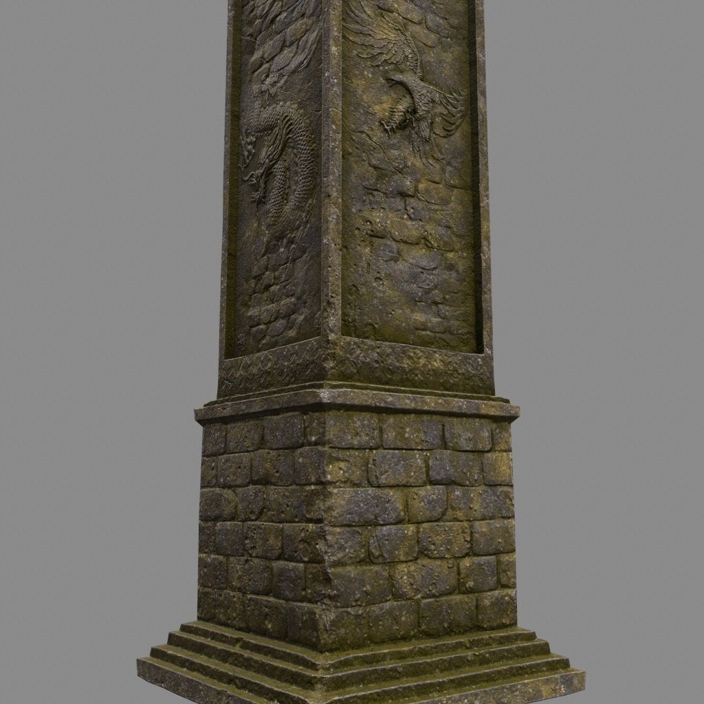 pillar 1 set of four stone columns Low-poly 3D model_1