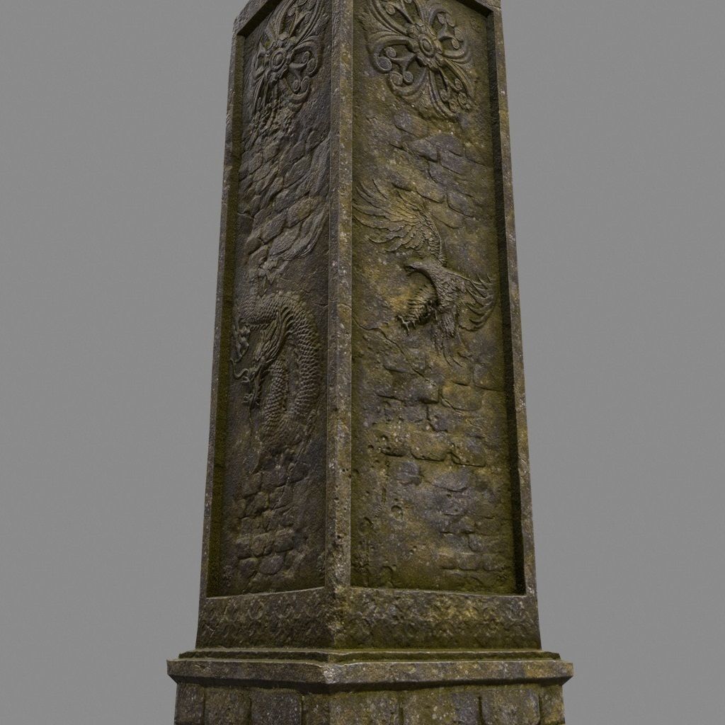 pillar 1 set of four stone columns Low-poly 3D model_9