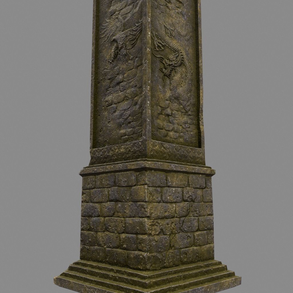 pillar 1 set of four stone columns Low-poly 3D model_3