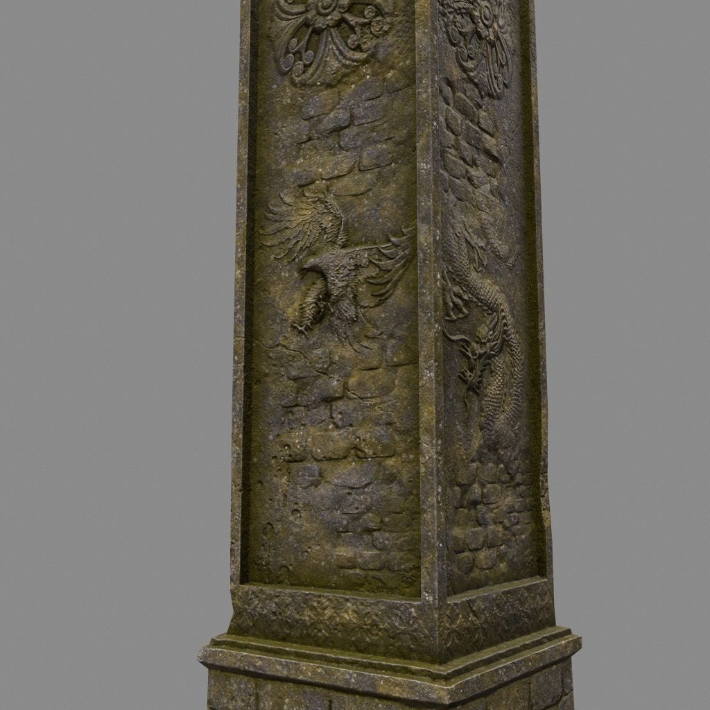 pillar 1 set of four stone columns Low-poly 3D model_5