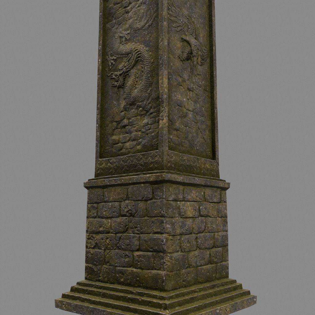 pillar 1 set of four stone columns Low-poly 3D model_2