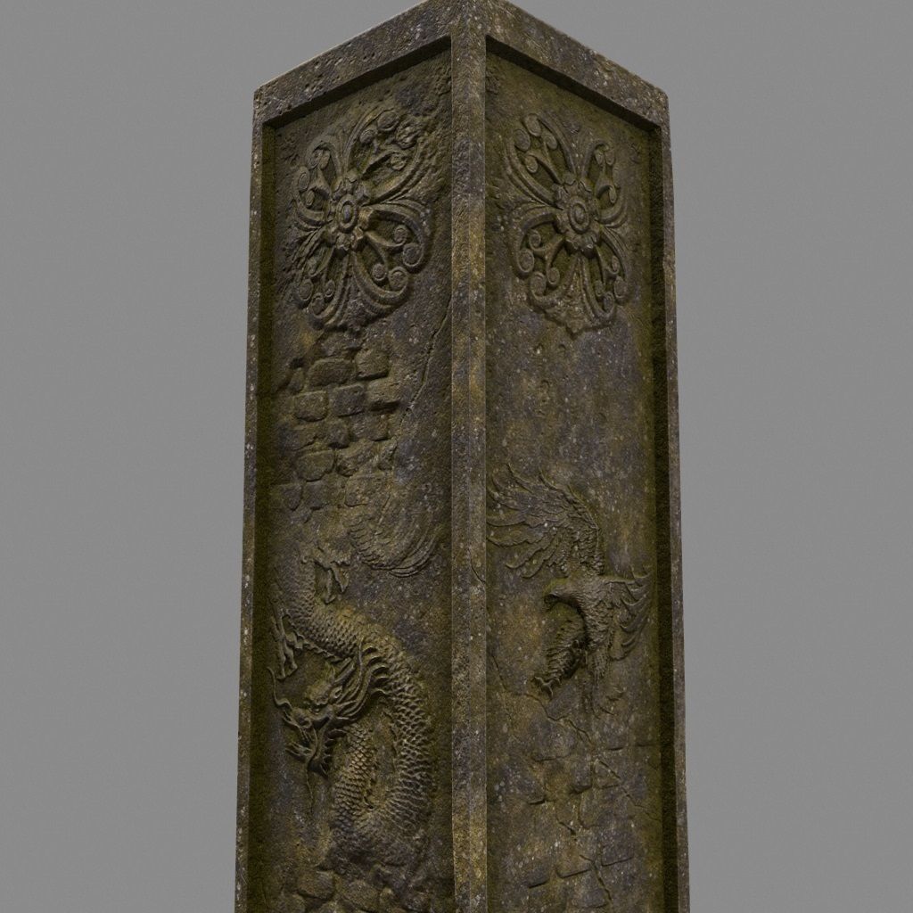 pillar 1 set of four stone columns Low-poly 3D model_8