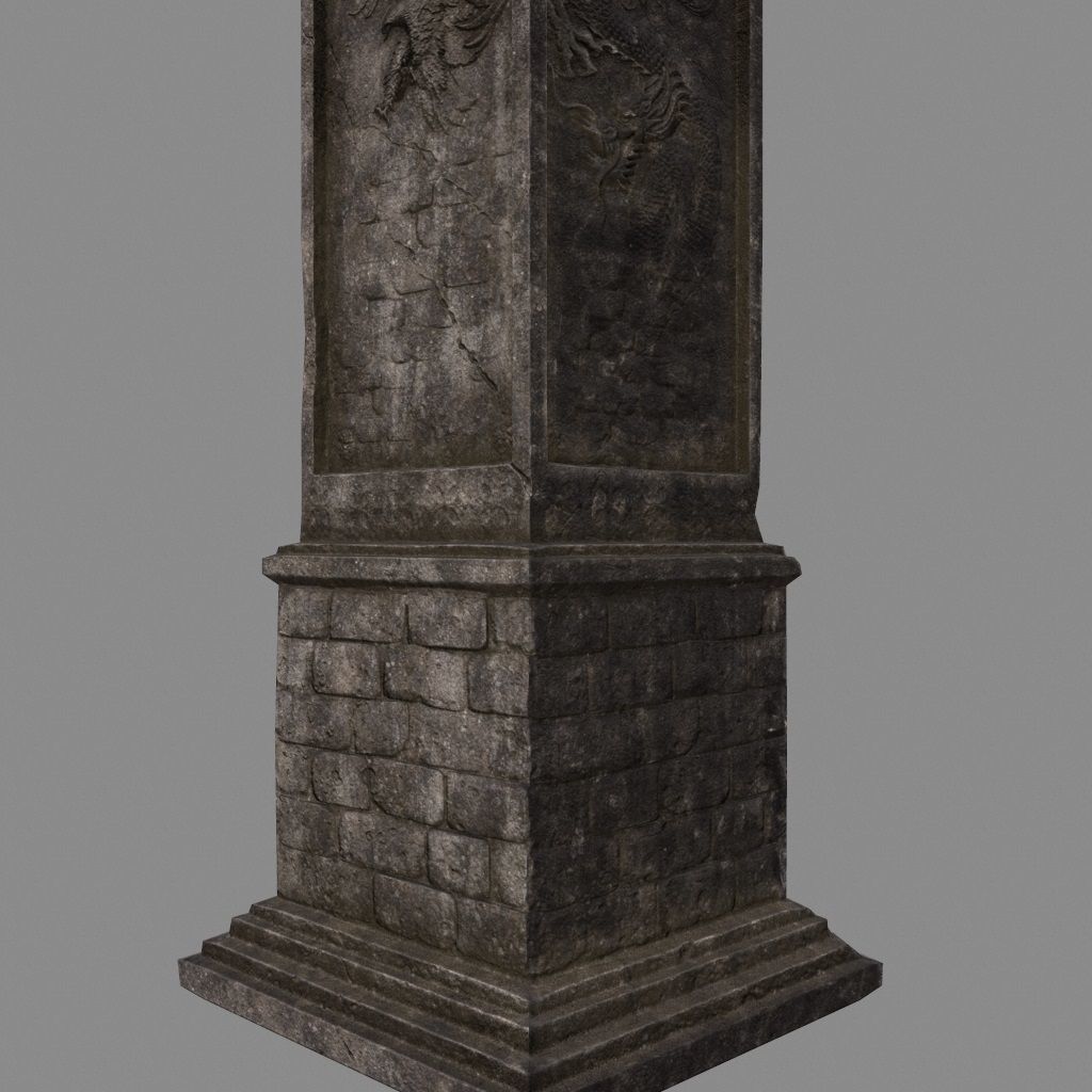 pillar 2 four pillars Low-poly 3D model_2