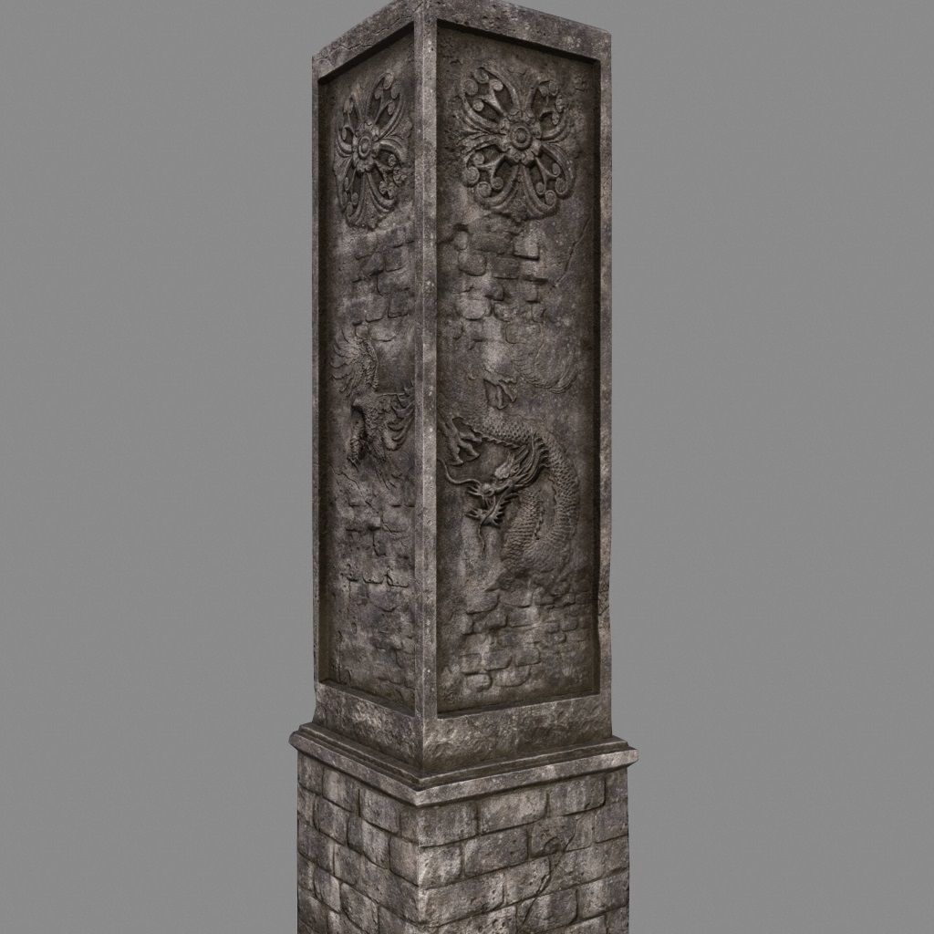 pillar 2 four pillars Low-poly 3D model_4