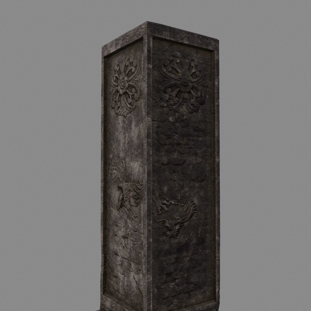 pillar 2 four pillars Low-poly 3D model_3