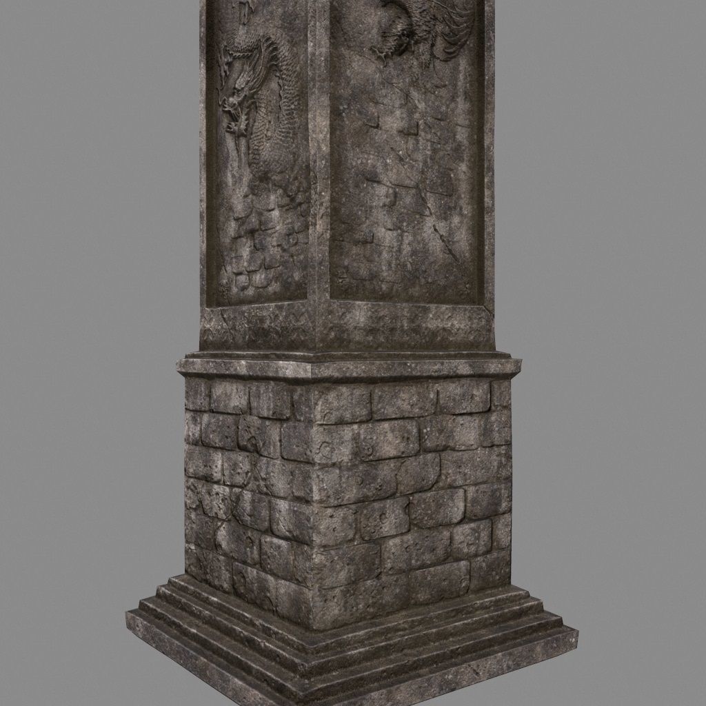 pillar 2 four pillars Low-poly 3D model_1