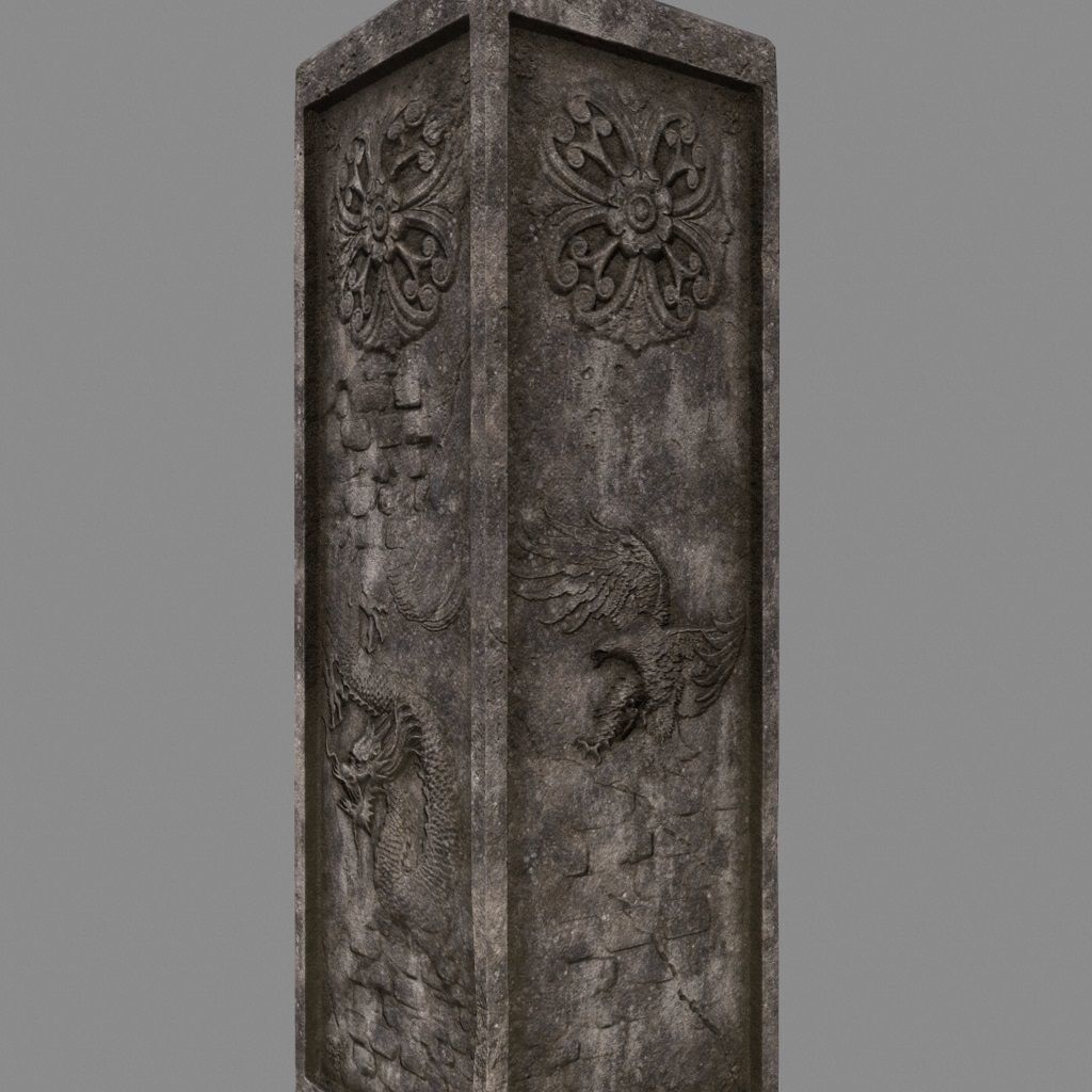 pillar 2 four pillars Low-poly 3D model_6