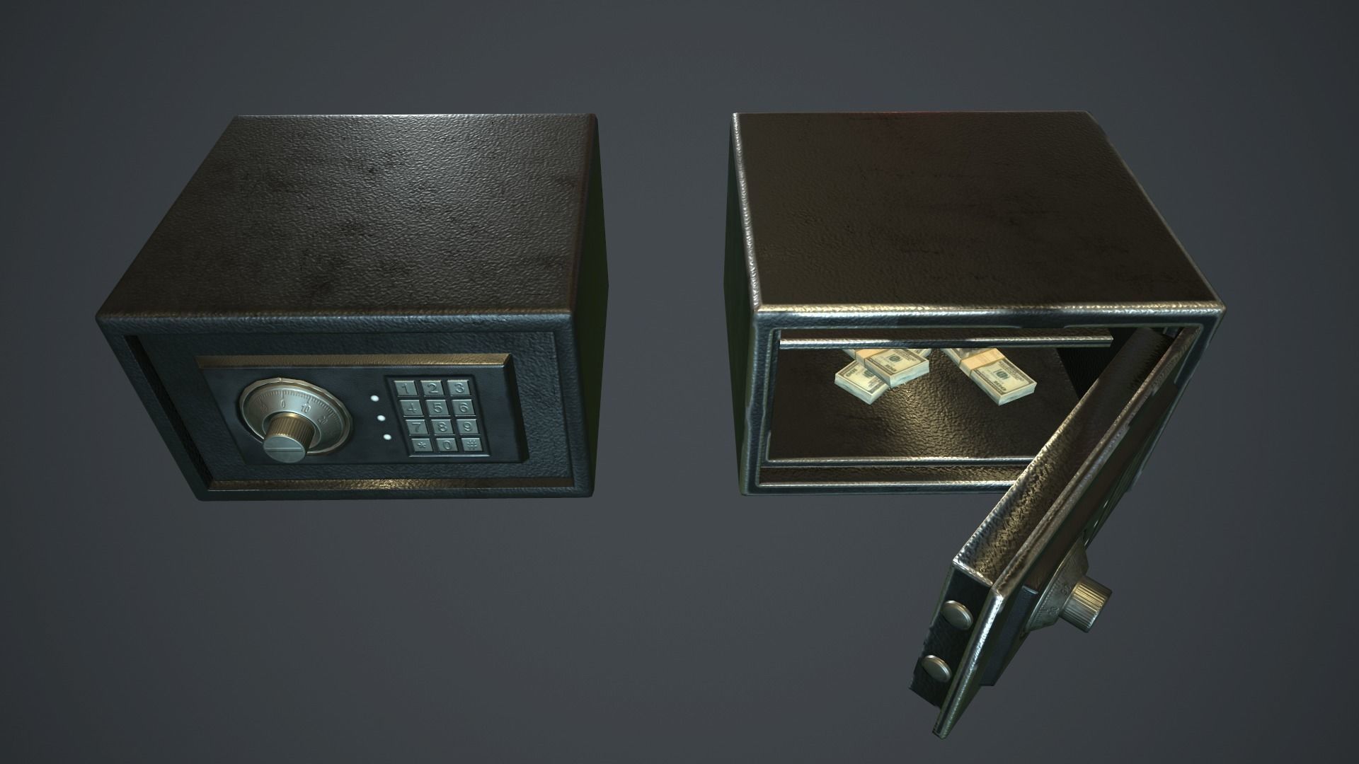Metal Safe v3 PBR Game Ready Low-poly 3D model_5