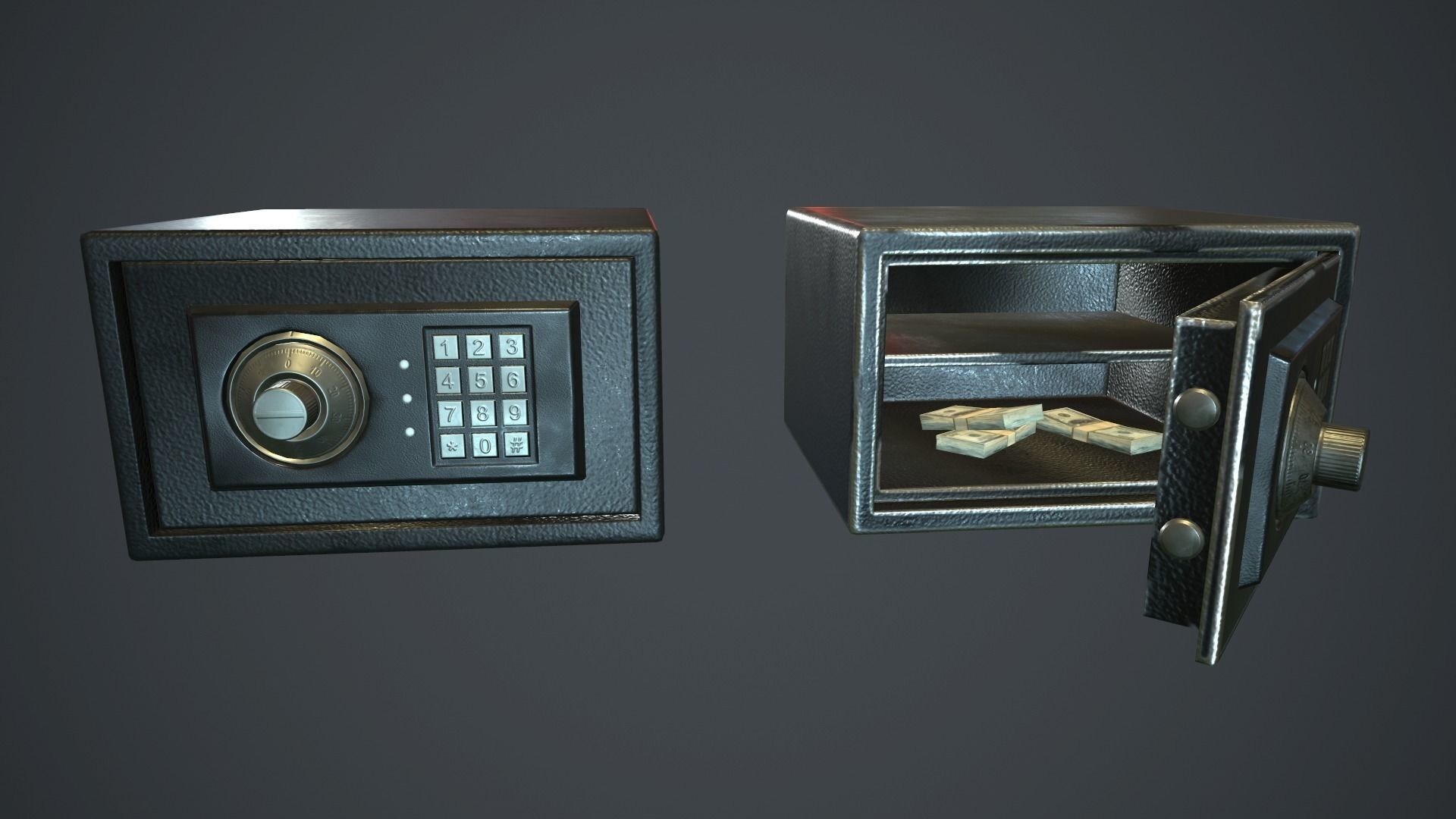 Metal Safe v3 PBR Game Ready Low-poly 3D model_3