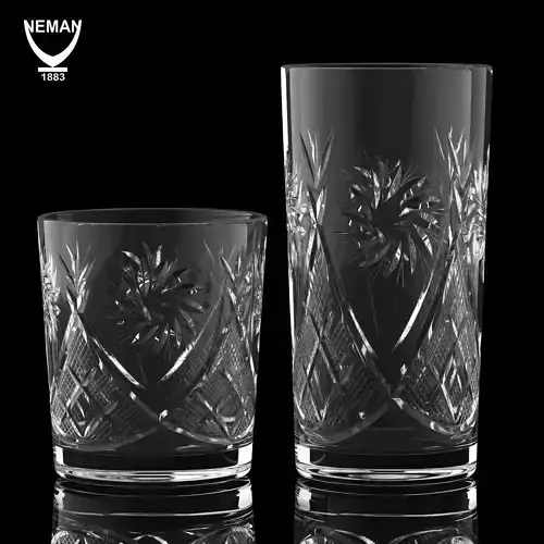 Set 6873 glass with pattern Low-poly 3D model