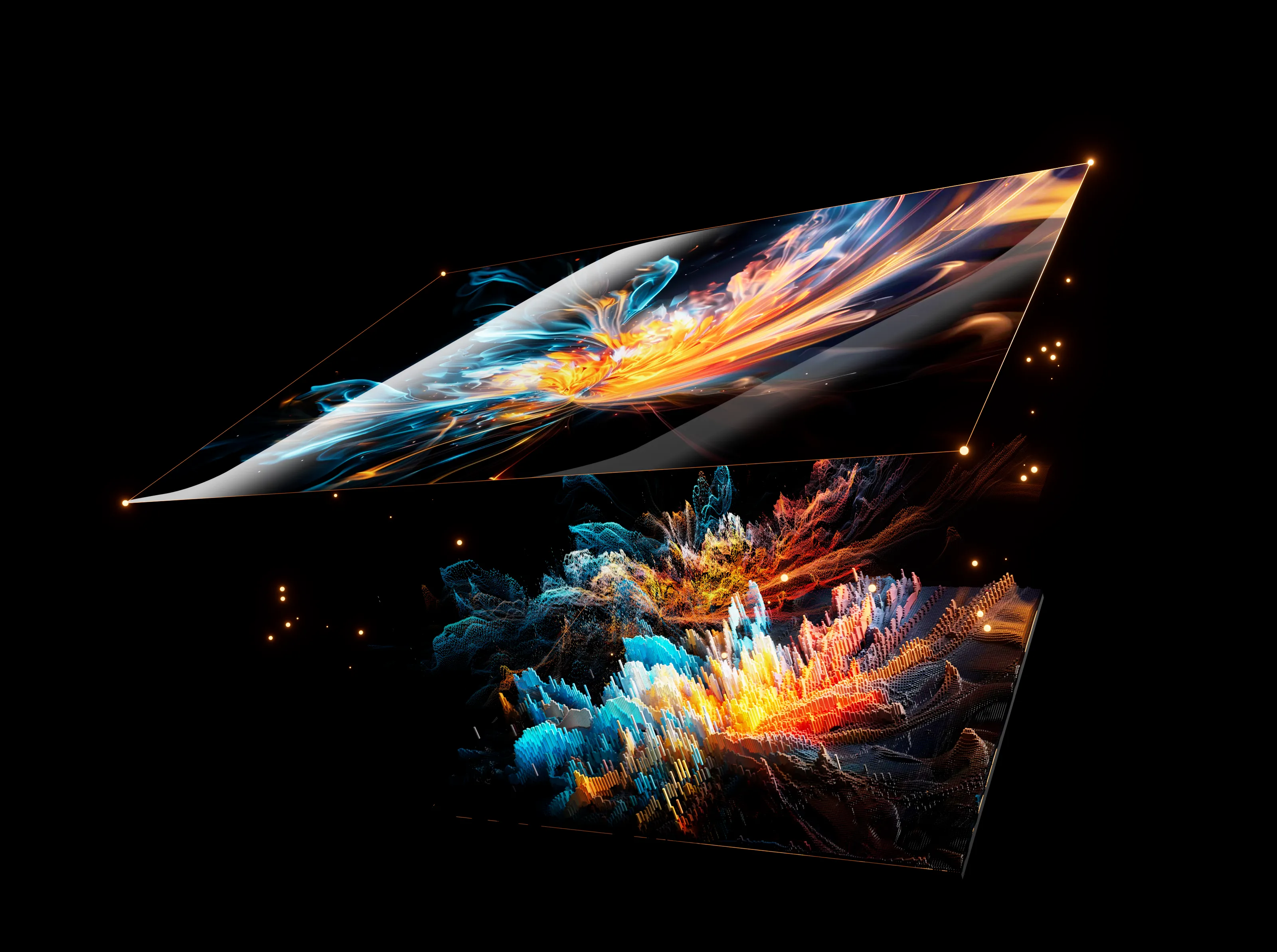 Futuristic Transparent Holographic Display Cube with Colorful 3D model ...
