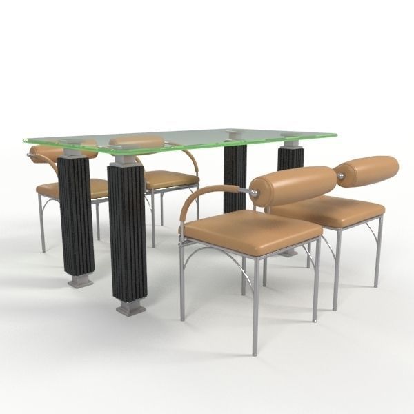 Dining Table with chairs 12 3D model_4