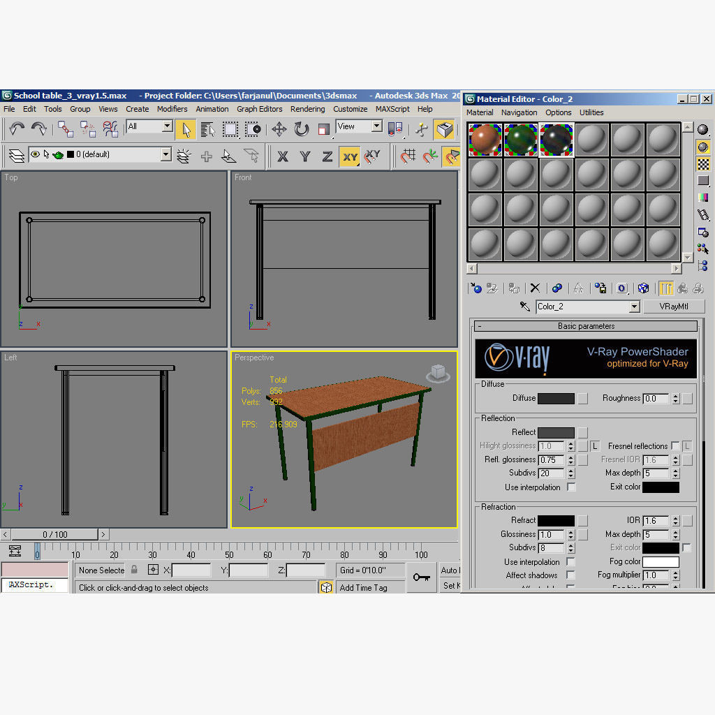 School table 3 3D model_7