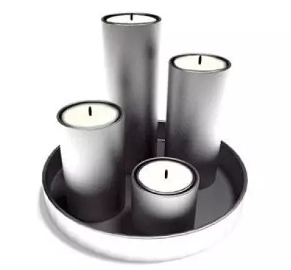candlestick set of candles in silver tray Free 3D model