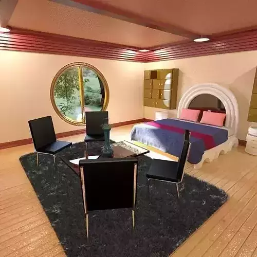 Bedroom with round window