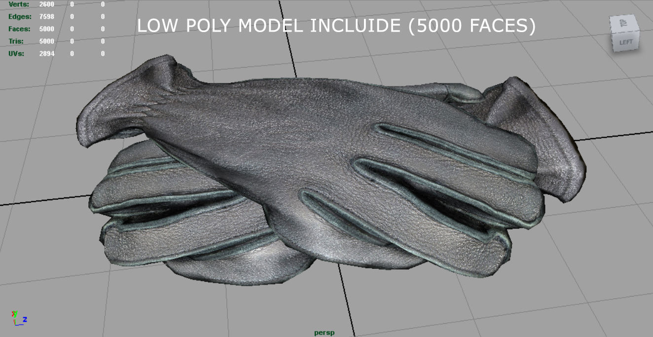 Leather Gloves Low-poly 3D model_7