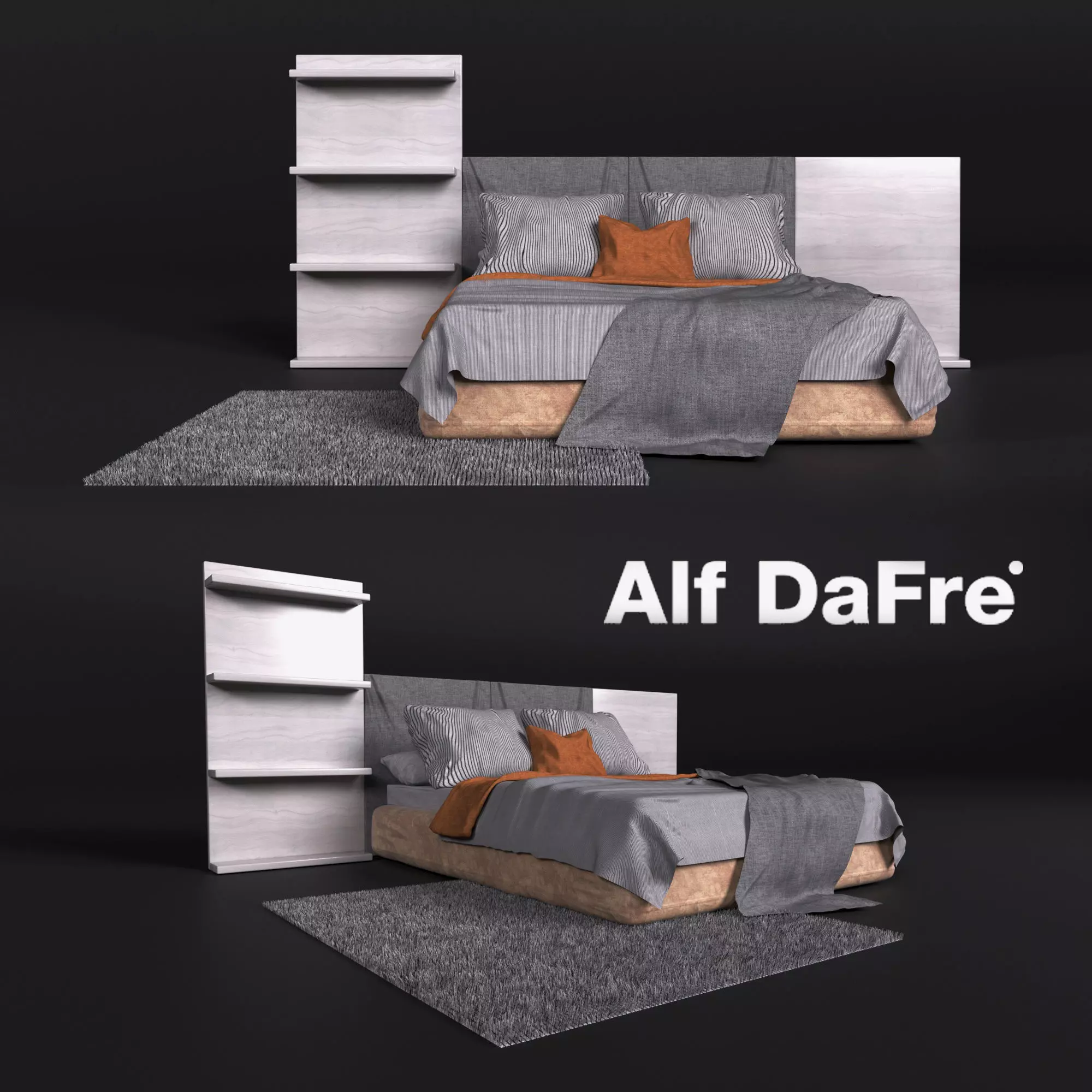 Elegant bed in a modern style Free 3D model_0